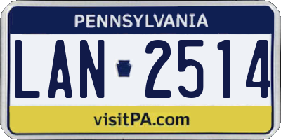PA license plate LAN2514