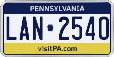 PA license plate LAN2540