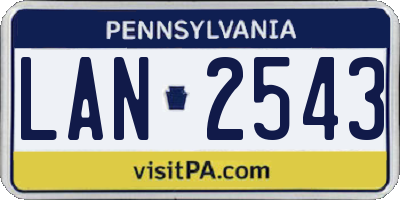 PA license plate LAN2543