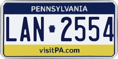 PA license plate LAN2554