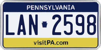 PA license plate LAN2598