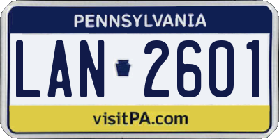 PA license plate LAN2601