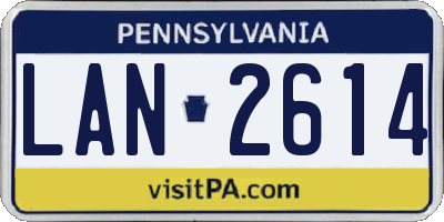 PA license plate LAN2614