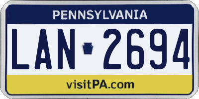 PA license plate LAN2694