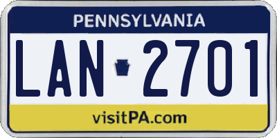 PA license plate LAN2701