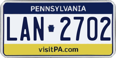 PA license plate LAN2702