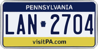 PA license plate LAN2704