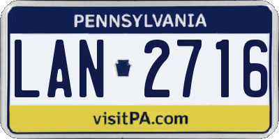 PA license plate LAN2716
