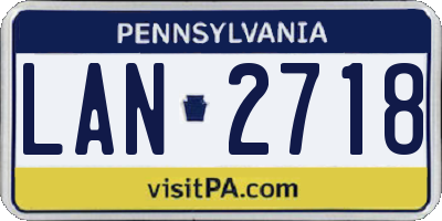 PA license plate LAN2718