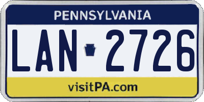 PA license plate LAN2726