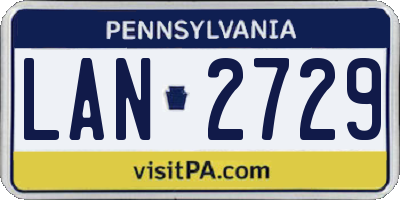 PA license plate LAN2729