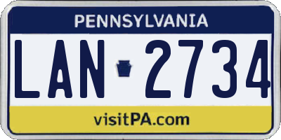 PA license plate LAN2734