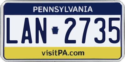 PA license plate LAN2735