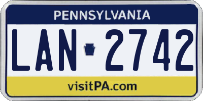 PA license plate LAN2742