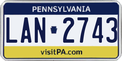 PA license plate LAN2743