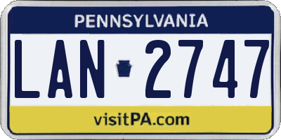PA license plate LAN2747
