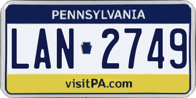 PA license plate LAN2749