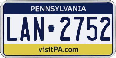 PA license plate LAN2752