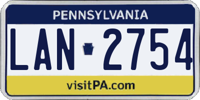 PA license plate LAN2754