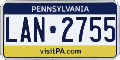 PA license plate LAN2755