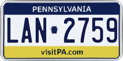 PA license plate LAN2759
