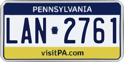 PA license plate LAN2761