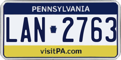 PA license plate LAN2763