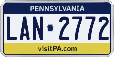 PA license plate LAN2772