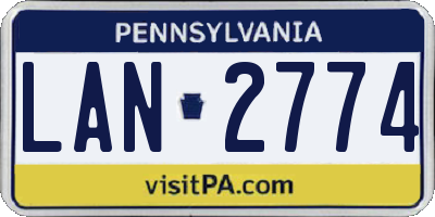 PA license plate LAN2774