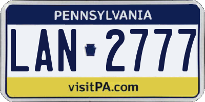 PA license plate LAN2777