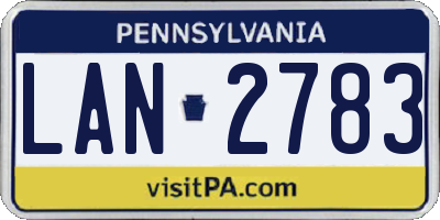 PA license plate LAN2783