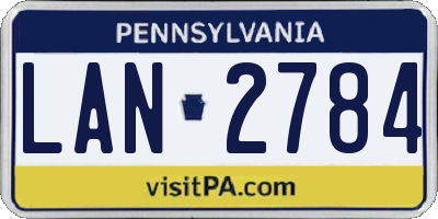 PA license plate LAN2784
