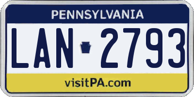 PA license plate LAN2793