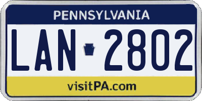 PA license plate LAN2802