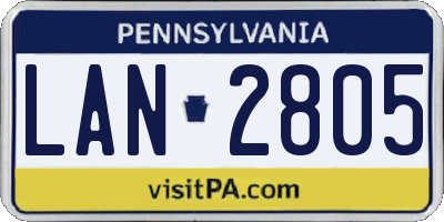 PA license plate LAN2805