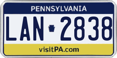 PA license plate LAN2838