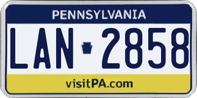 PA license plate LAN2858