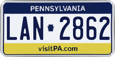 PA license plate LAN2862