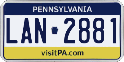 PA license plate LAN2881