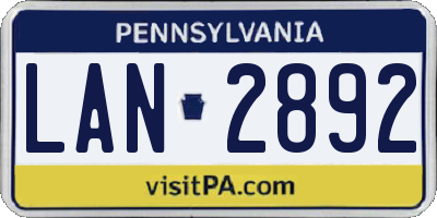 PA license plate LAN2892