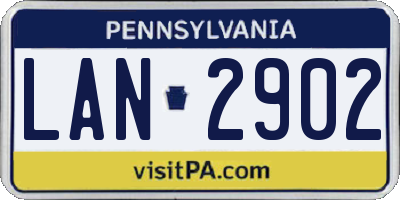 PA license plate LAN2902