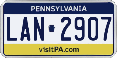 PA license plate LAN2907