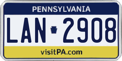 PA license plate LAN2908