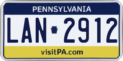 PA license plate LAN2912