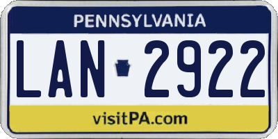 PA license plate LAN2922