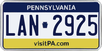 PA license plate LAN2925