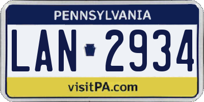 PA license plate LAN2934