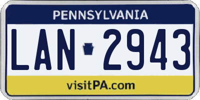 PA license plate LAN2943