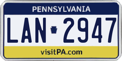 PA license plate LAN2947