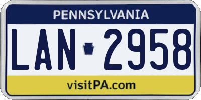PA license plate LAN2958
